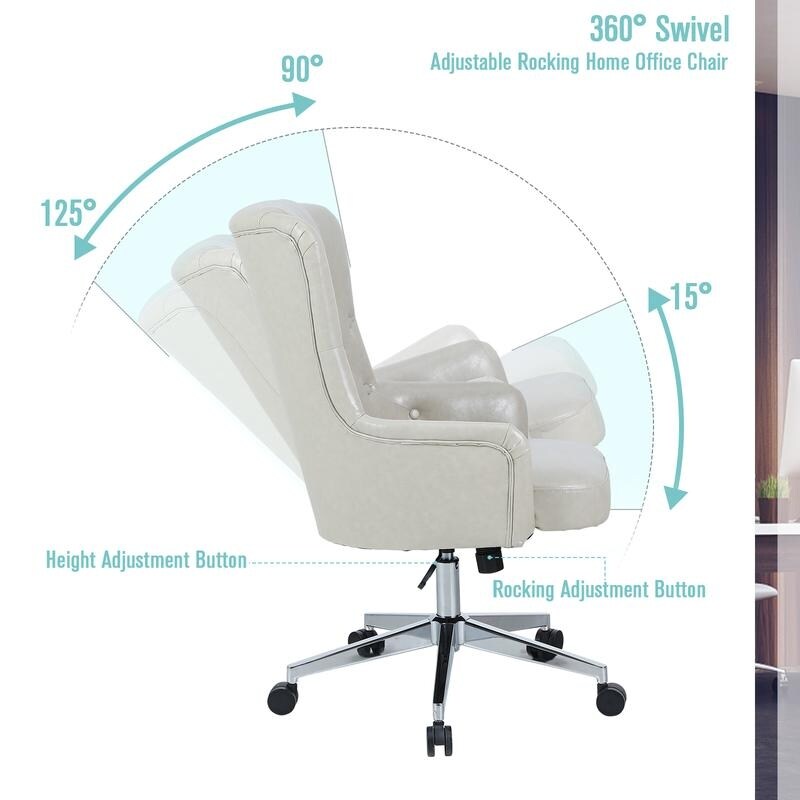 PHI VILLA Adjustable Swivel Home Office Rocking Chair