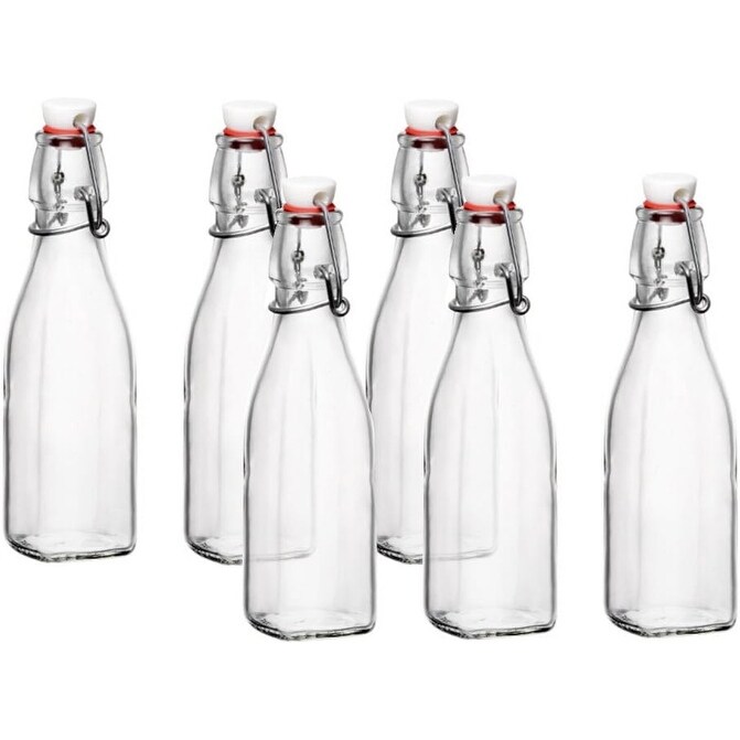 Bormioli Rocco Glass 8.5 Ounce Swing Top Bottle Set of 6   8.5 Oz Set of 6