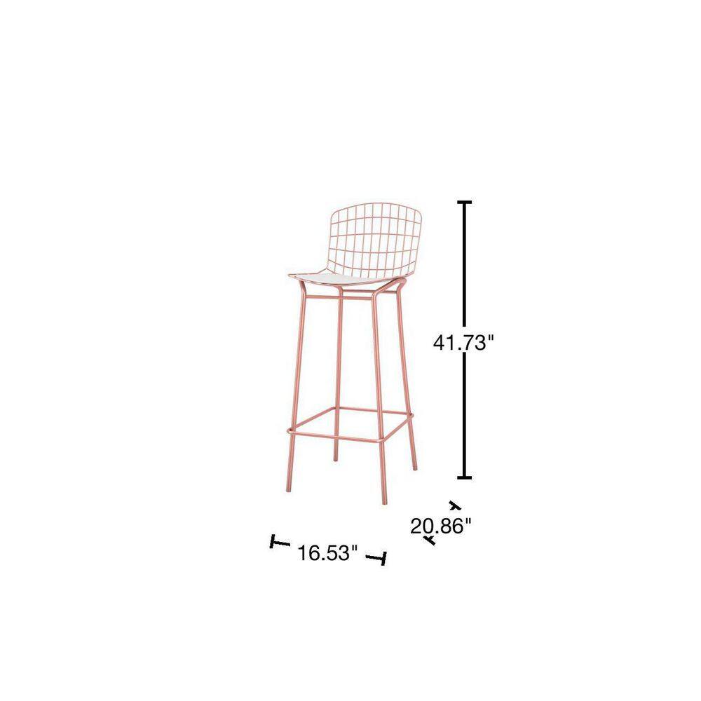 Manhattan Comfort Madeline 41.73 in. Rose Pink Gold and White Bar Stool (Set of 2) 2-198AMC6