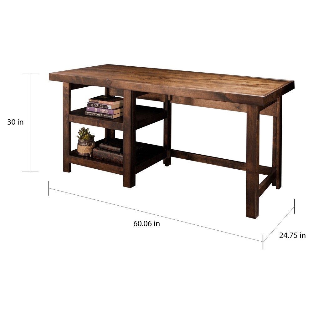 Carbon Loft 60 in. No Assembly Required Whiskey Brown Finish Solid Wood Work Station