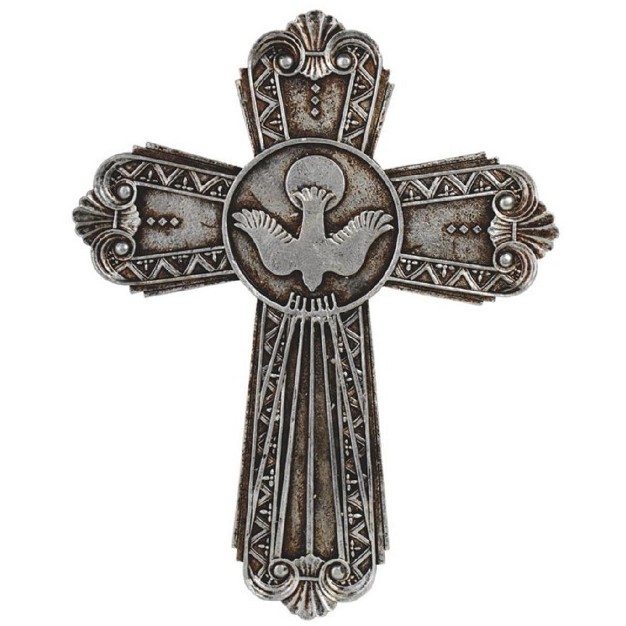 Fc Design 7 5 quot h Decorative Peace Cross In Silver Religious Sculpture Wall Decoration