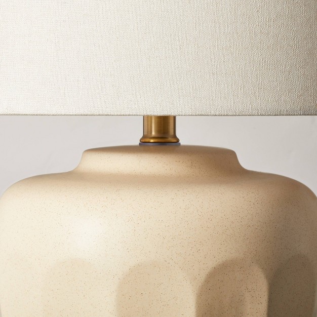 Faceted Ceramic Table Lamp Taupe cream includes Led Light Bulb With Magnolia