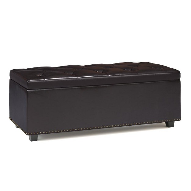 Simplihome Vegan Leather Lift Top Storage Ottoman Hamilton