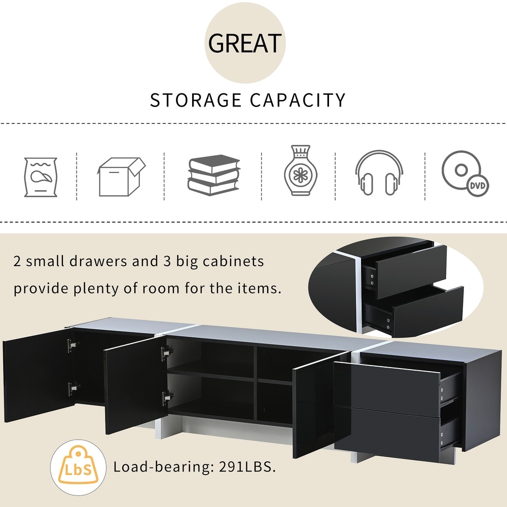 Contemporary Rectangle Design TV Stand for TVs Up to 80\