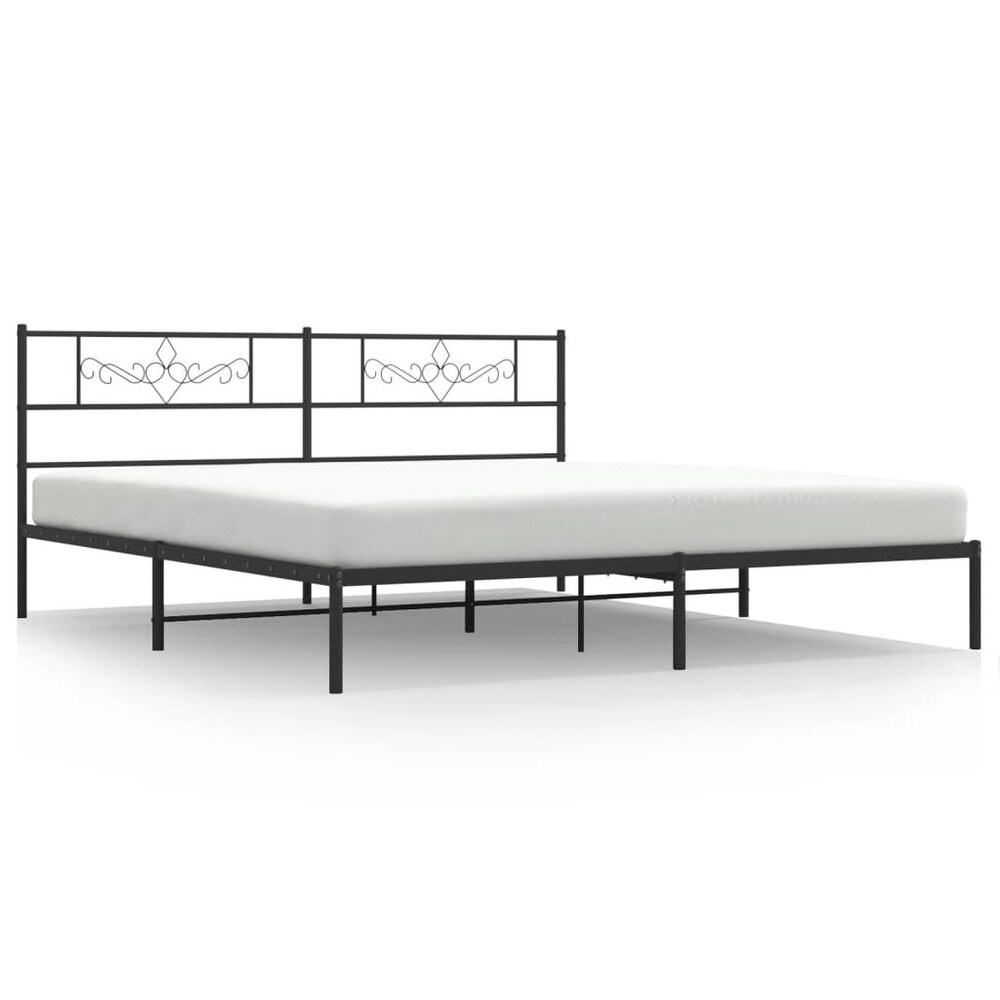 vidaXL Metal Bed Frame with Headboard Black 72\