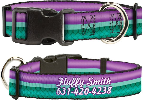 Buckle-Down Disney Little Mermaid Stripe and Shell Polyester Personalized Dog Collar