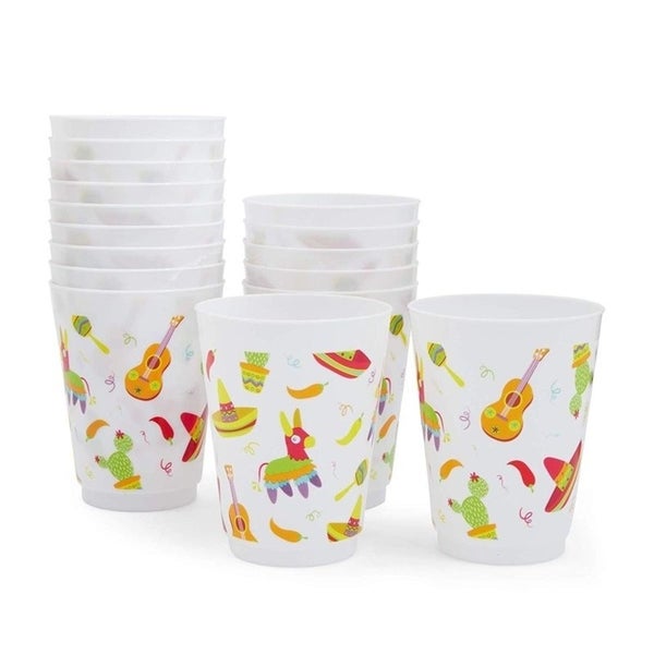 16x Plastic 16 oz Party Cups Fiesta Reusable Tumblers for Kids Boys Girls