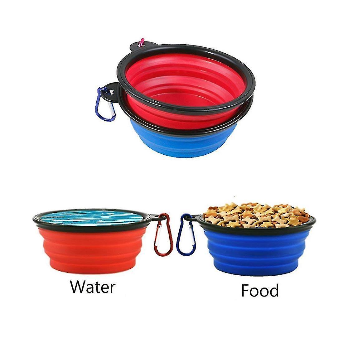 2 Pcs Collapsible Dog Bowls， Travel Dog Cat Water Bowl Portable Foldable Food Dishes With Carabiner