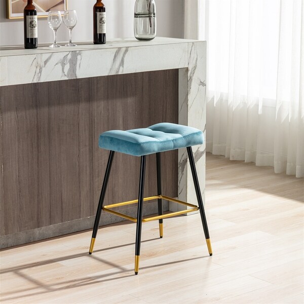 Bar Stools Vintage Style Velvet Footrest Counter Height Dining Chairs