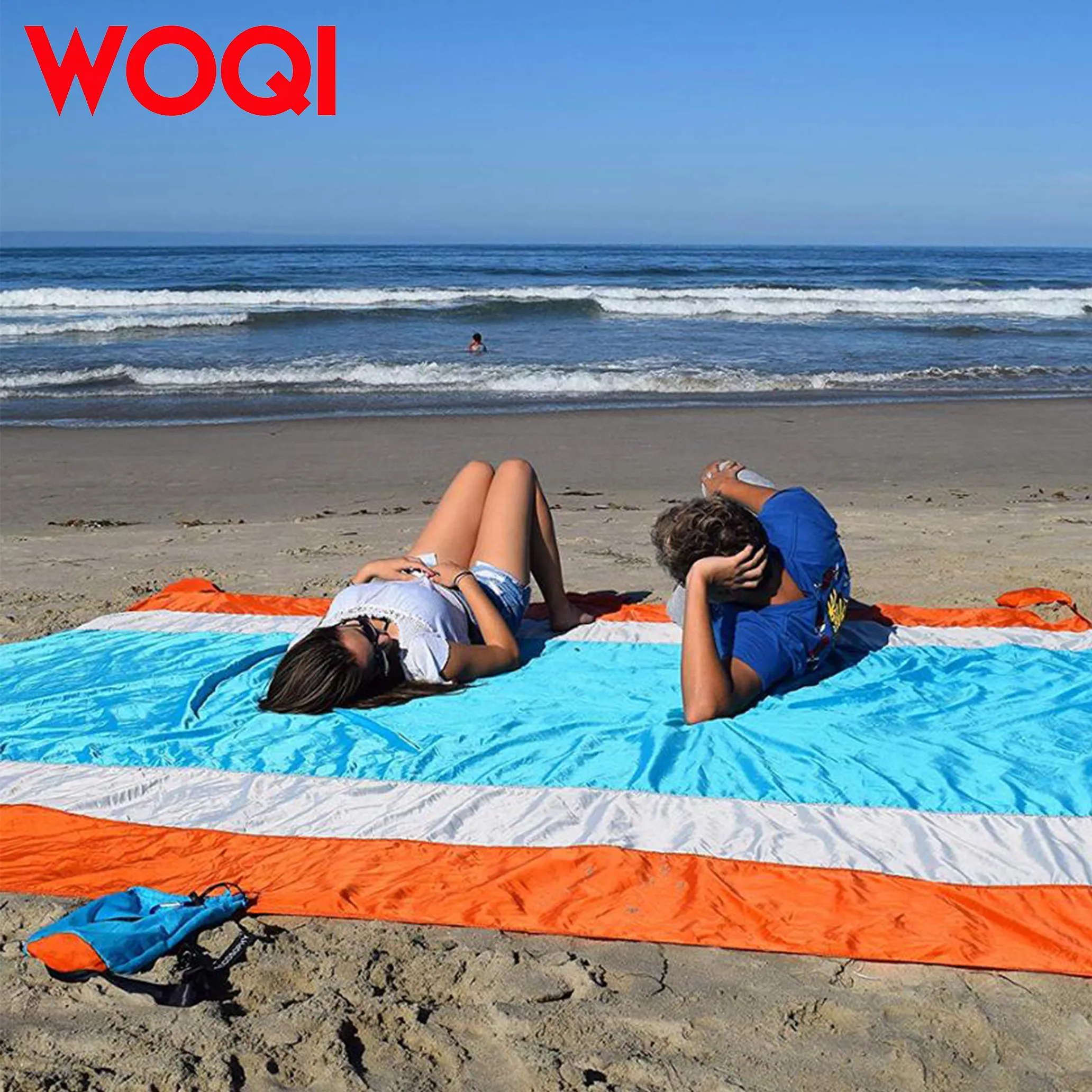 Woqi Sand Proof Waterproof Portable  Parachute Nylon Ripstop Beach Blanket