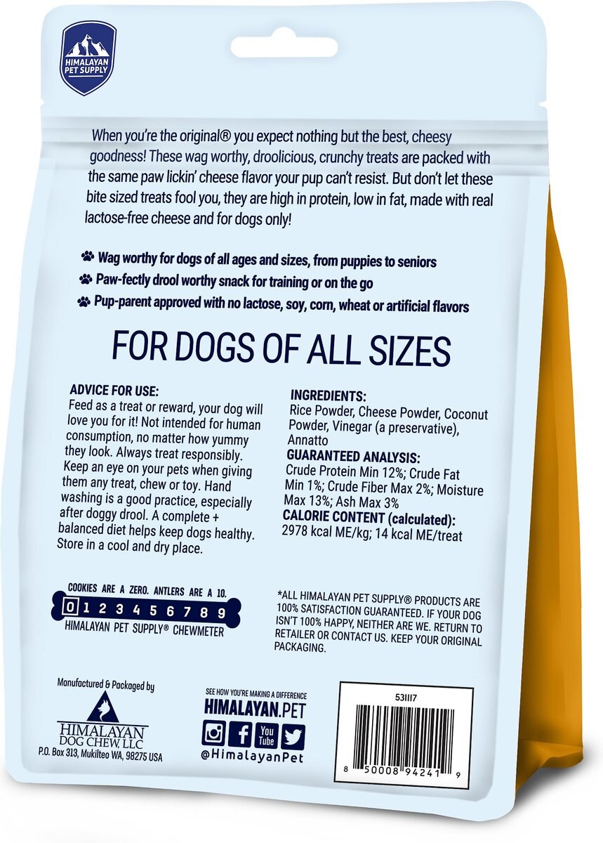 Himalayan Pet Supply Barkeetos Grain-Free Cheese Crunchy Dog Treats， 3-oz bag