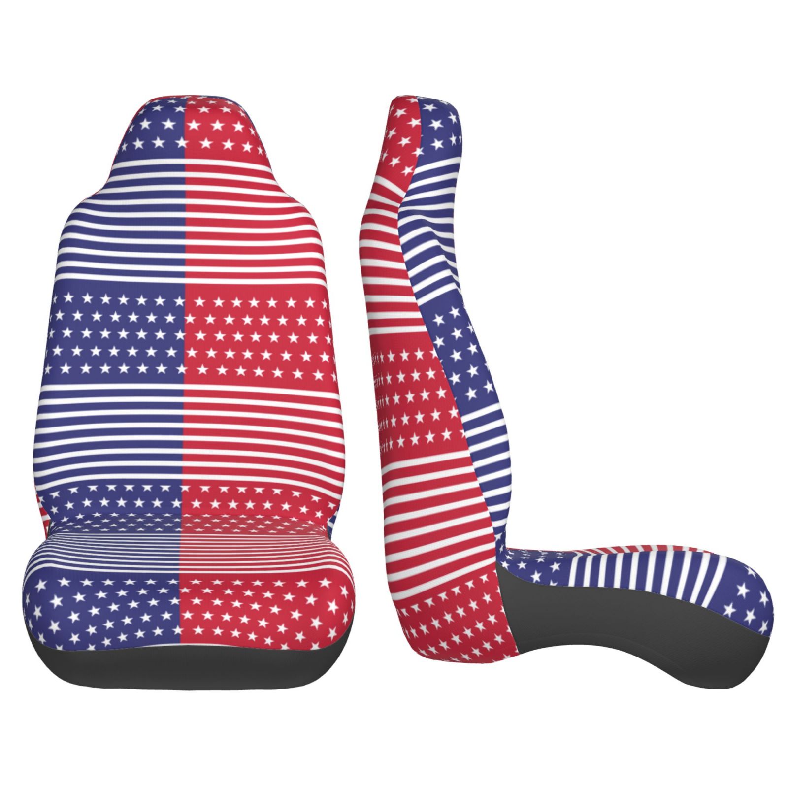 TEQUAN Front Seat Covers， American Stripes Flag Pattern 2 Piece Car Seat Cover Fit Most Car SUV Truck Van