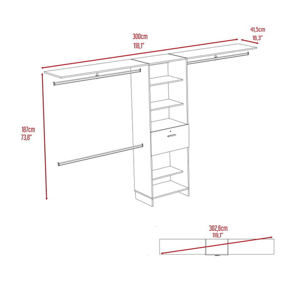 Bergen 1 Drawer 4 Shelf Closet System Dark Walnut ...