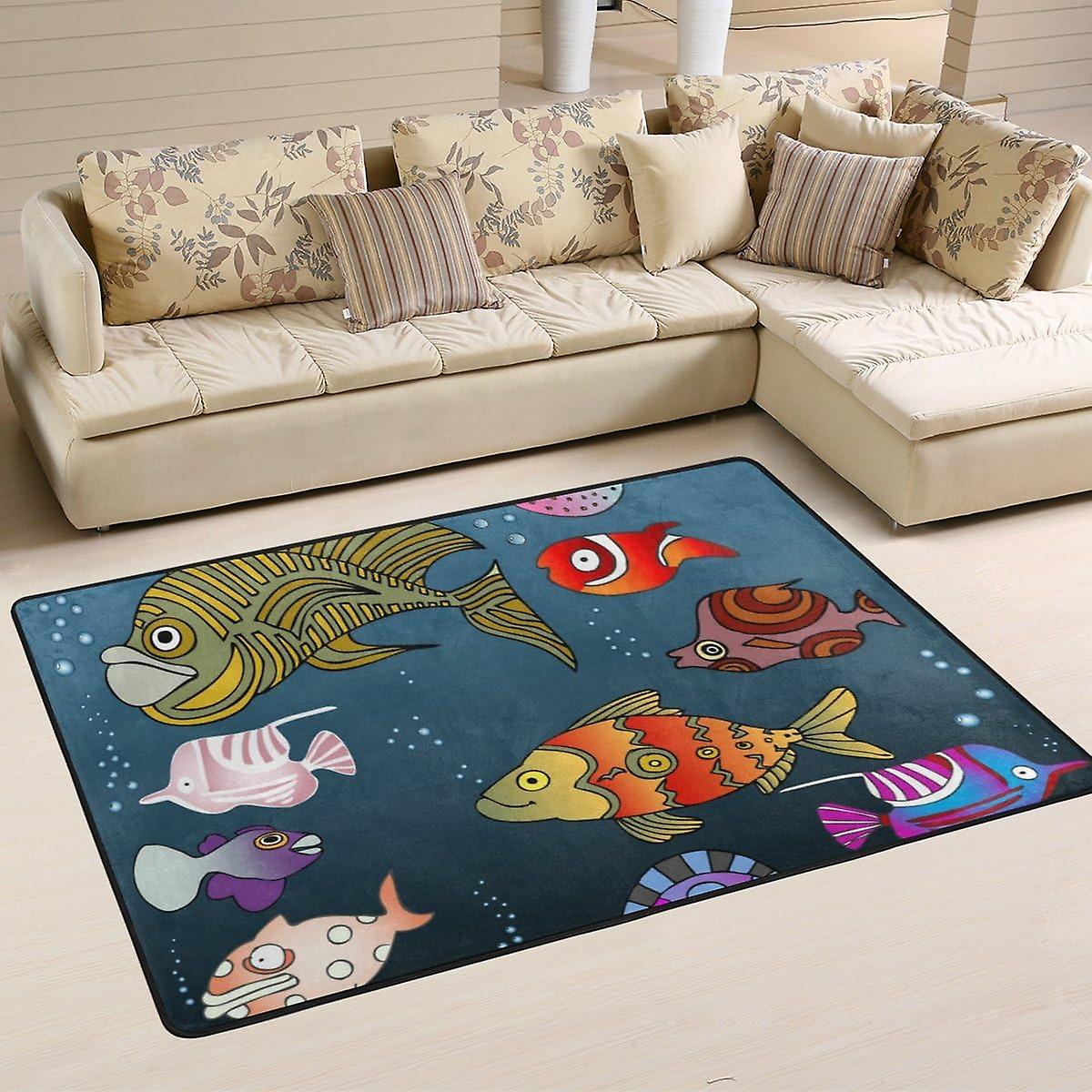 Colourlife Lightweight Carpet Mats Area Soft Rugs Floor Mat Doormat Decoration For Rooms Entrance 36 X 24 Inches Mix Fishes