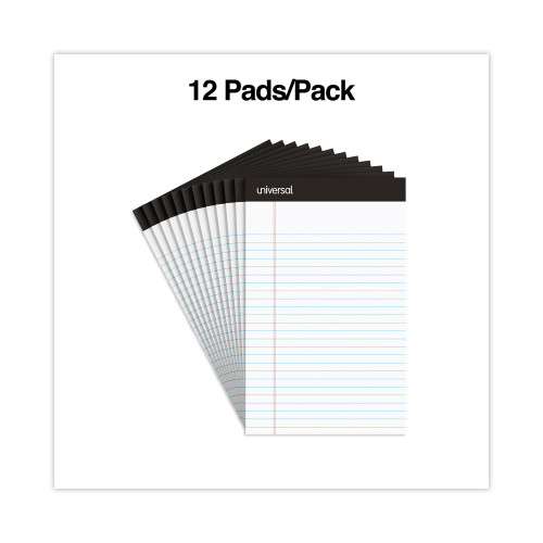 Universal Premium Ruled Writing Pads， Narrow Rule， 5 x 8， White， 50 Sheets， 12/Pack (57300)