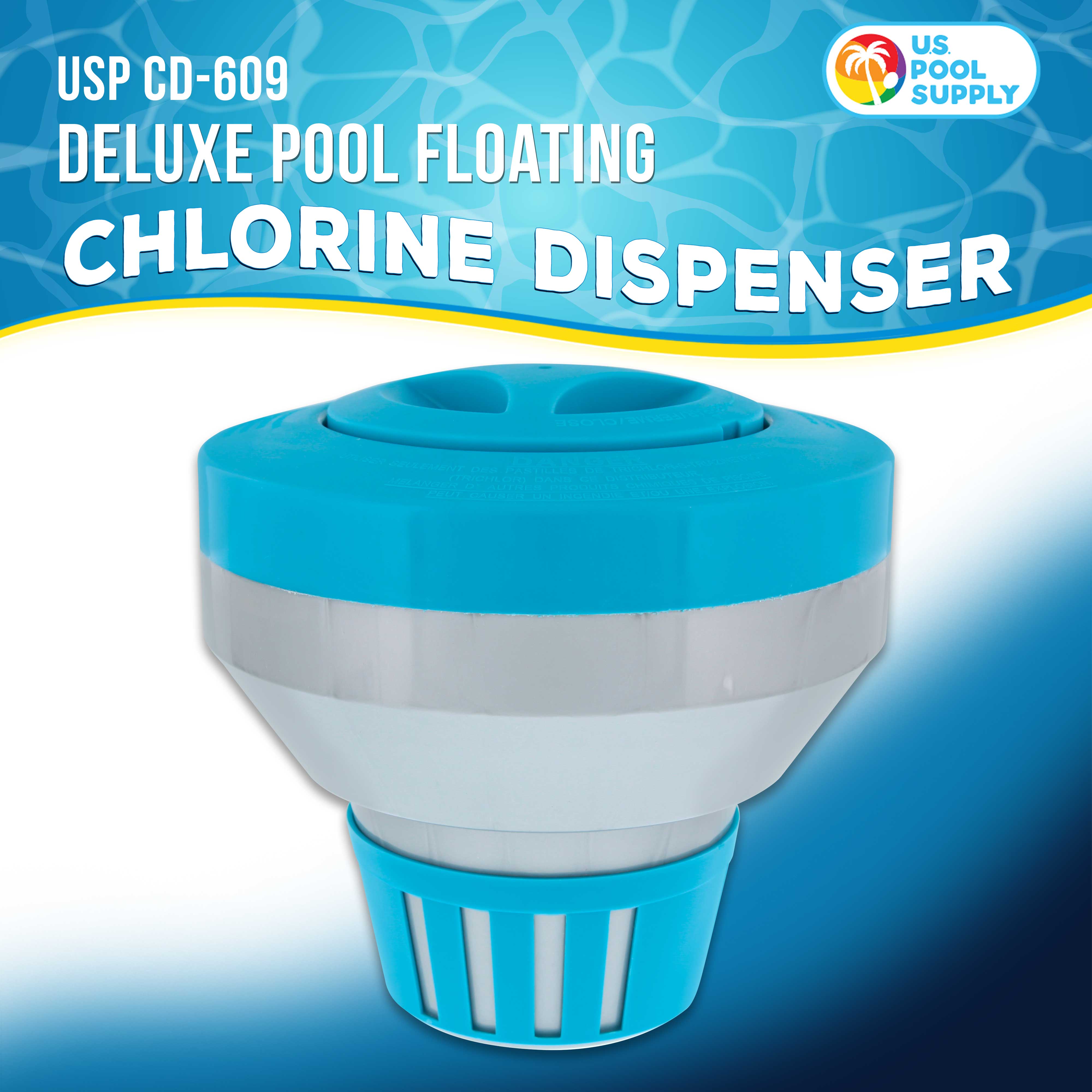 U.S. Pool Supply Deluxe Pool Chlorine Floater Dispenser - 3" Tablets, 7" Diameter - Inground & Above Ground Swimming Pools - Large Floating Chlorinator, Adjustable Flow for Balanced Chemical Delivery