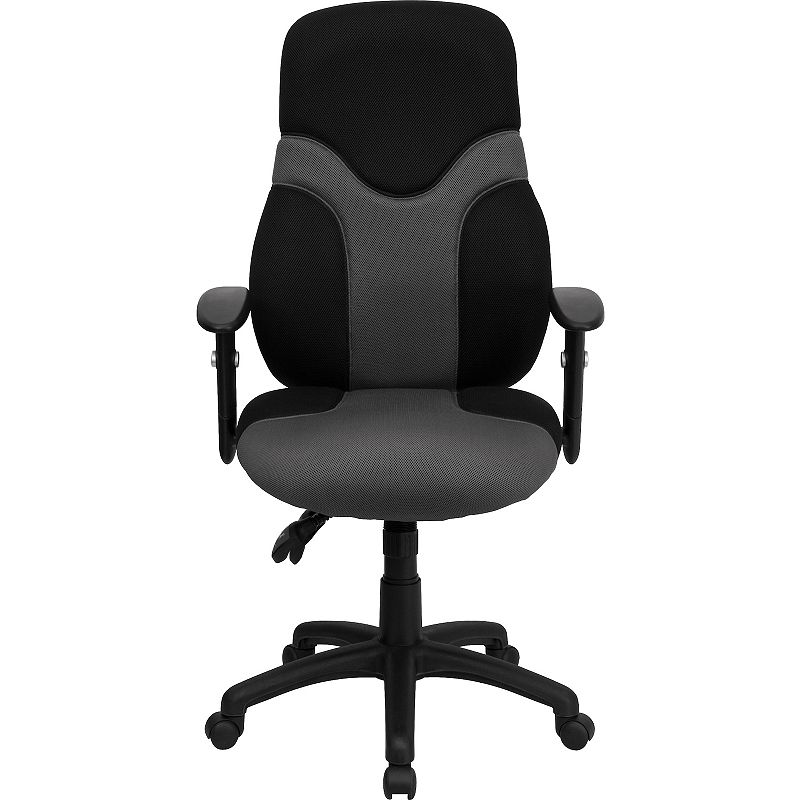 Emma and Oliver High Back Ergonomic Black/Gray Mesh Swivel Task Office Chair w/ Adjustable Arms