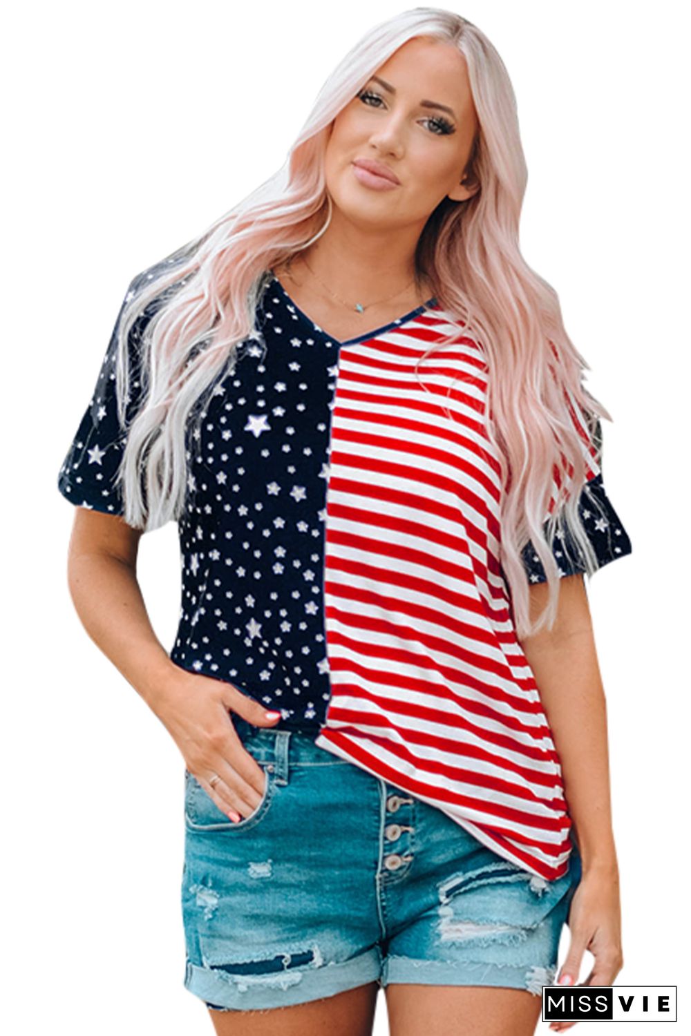 July 4th Stars and Stripes USA Flag Tee