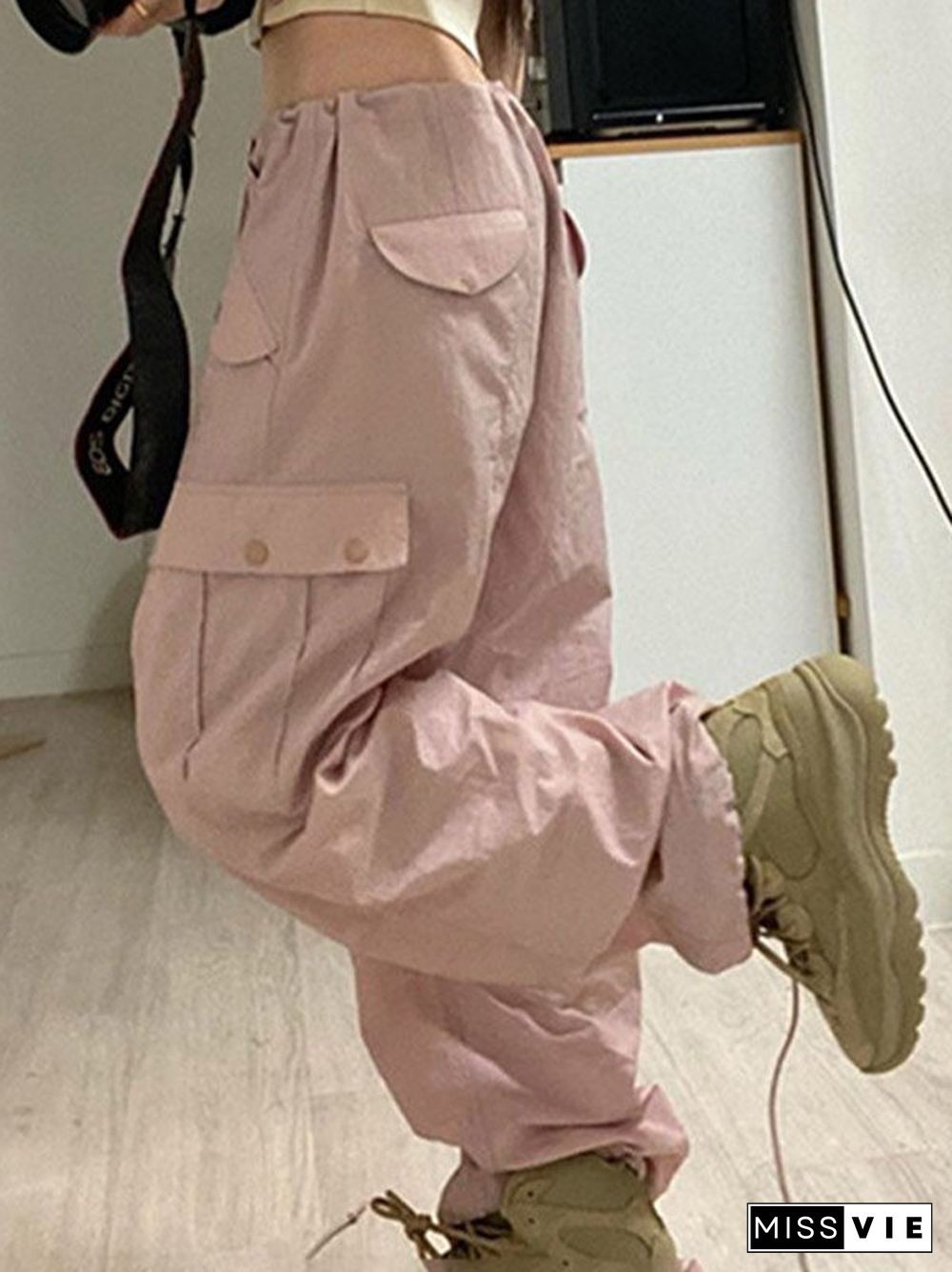 Size Friendly Pink Parachute Cargo Pants