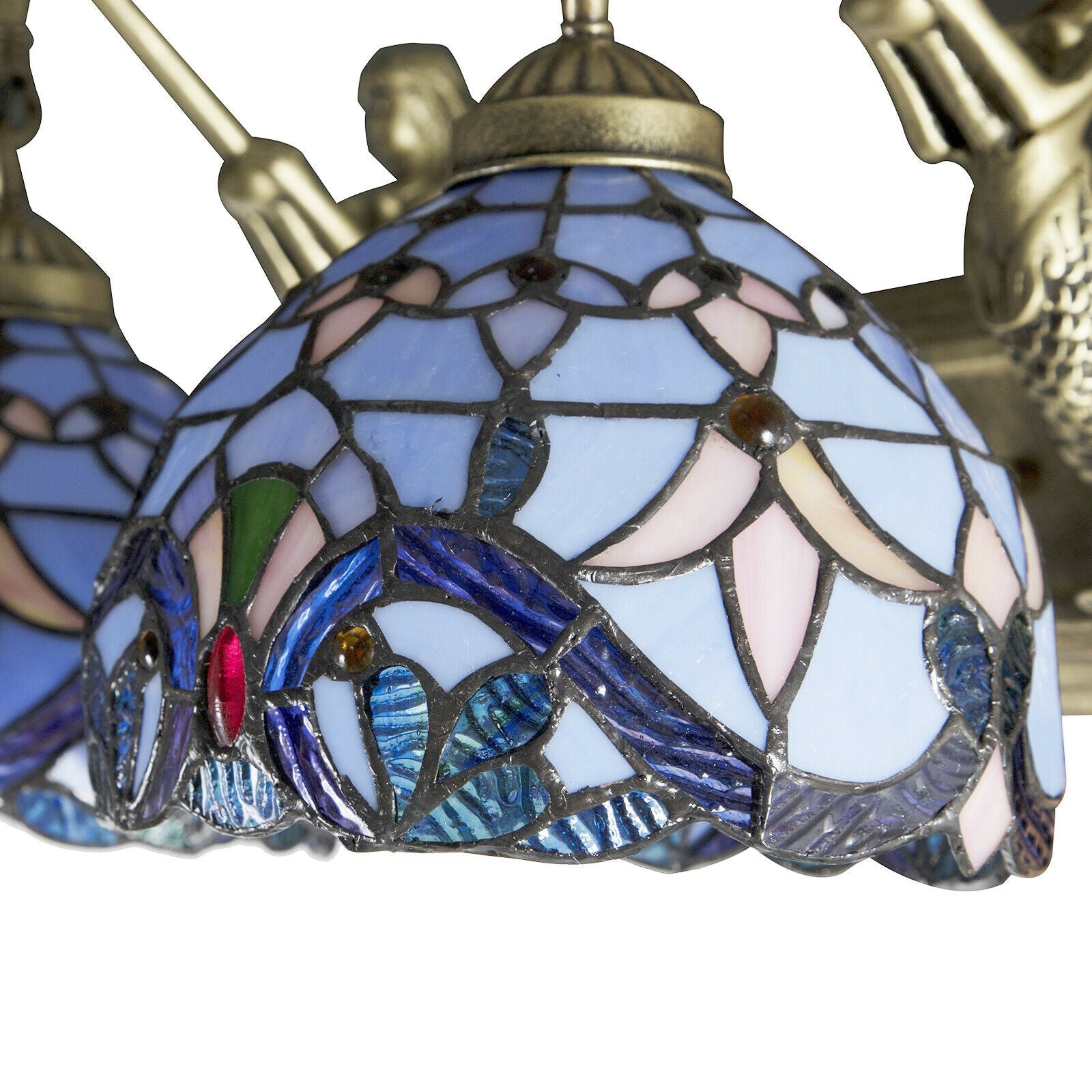 MONIPA Tiffany Stained Glass Style Vanity Lighting Wall Sconce Lamps with Shade Blue