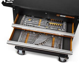 GEARWRENCH 120XP 14 in. 38 in. and 12 in. Drive Mechanics Tool Set in EVA with 32 in. Rolling Utility Cart (126-Pieces) GW126CARTCB