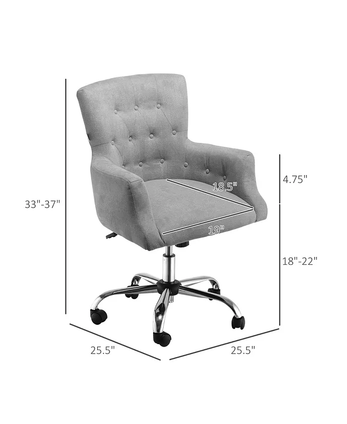 HOMCOM Swivel Computer Chair Mid Back Office Desk Chair for Home Light Grey