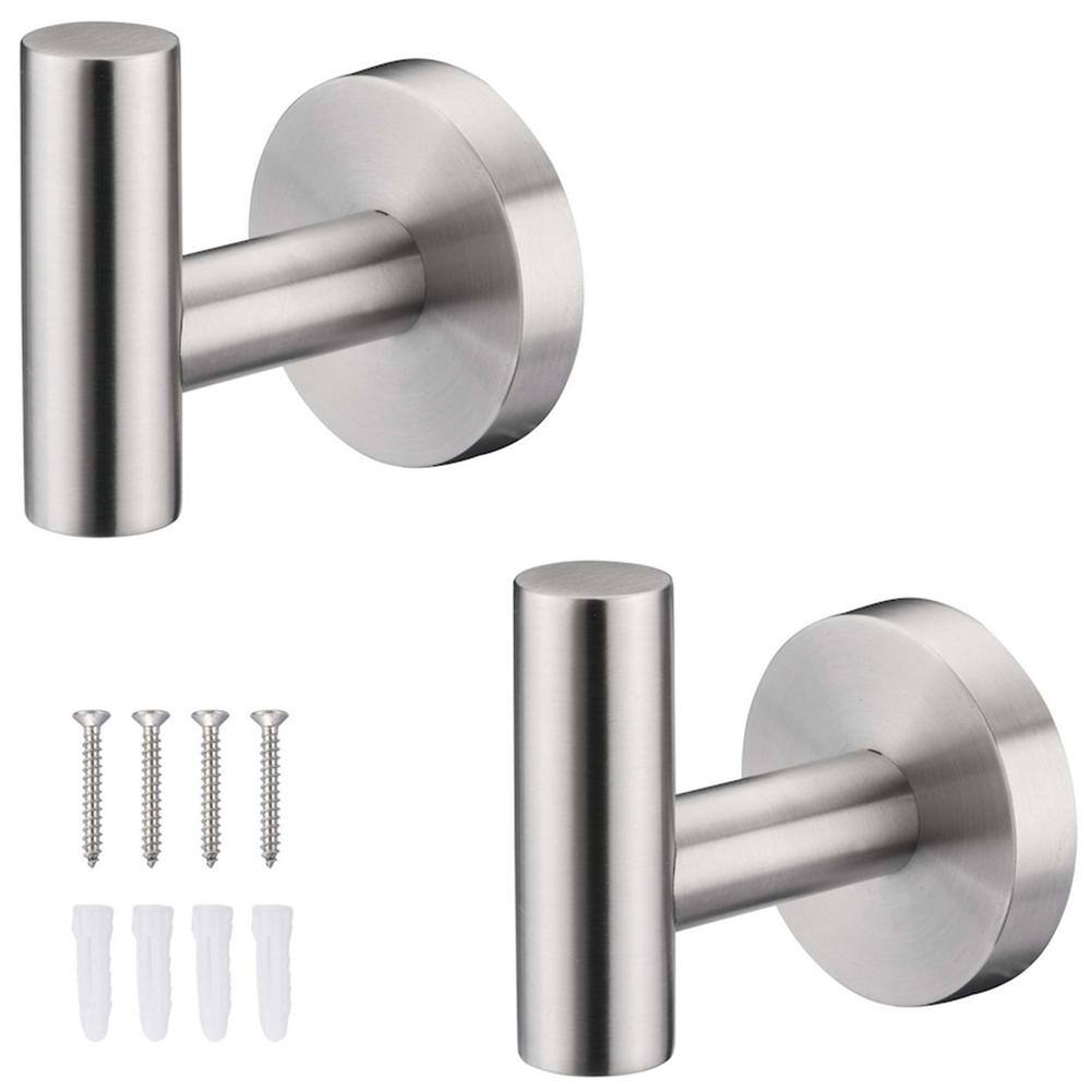 JimsMaison 2-Piece Wall Mounted J-Hook RobeTowel Hook in Brushed Nickel JMDRBH11BN