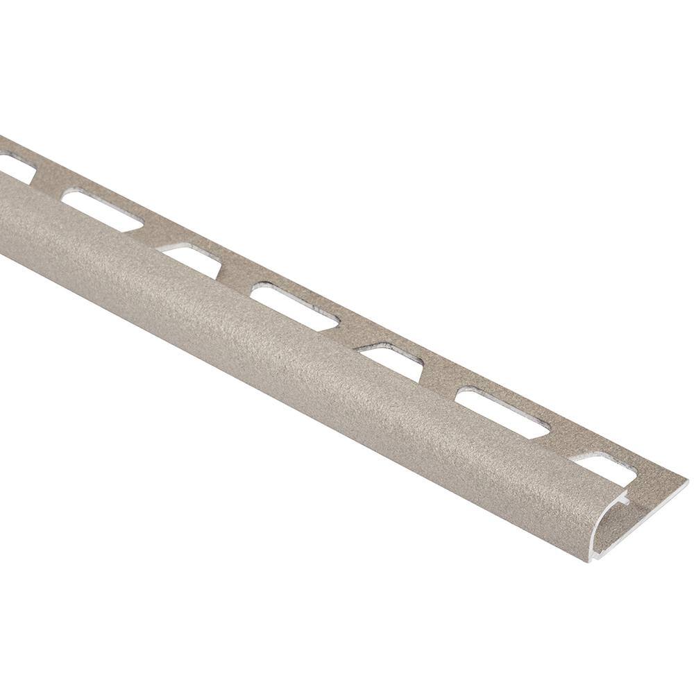 Schluter Rondec Cream 12 in. x 8 ft. 2-12 in. Color-Coated Aluminum Bullnose Tile Edging Trim RO125TSC