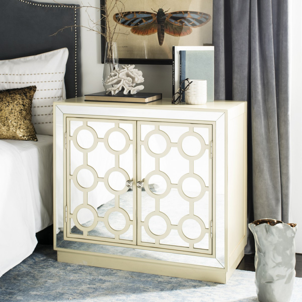 Roxi 2 Door Chest  Antique Beige/Nickel Mirror   Contemporary   Accent Chests And Cabinets   by Rustic Home Furniture Deco  Houzz