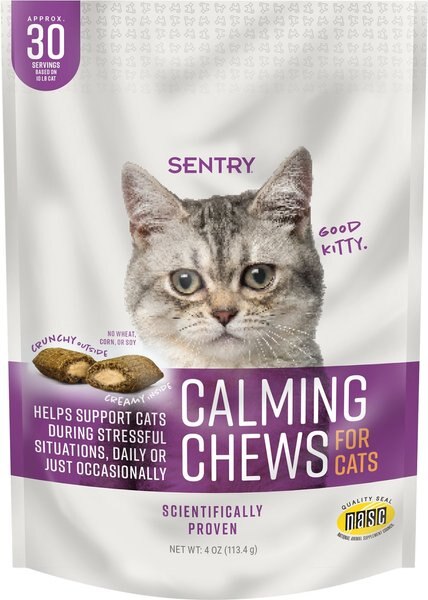 Sentry Calming Chews Supplement for Cats， 4-oz jar