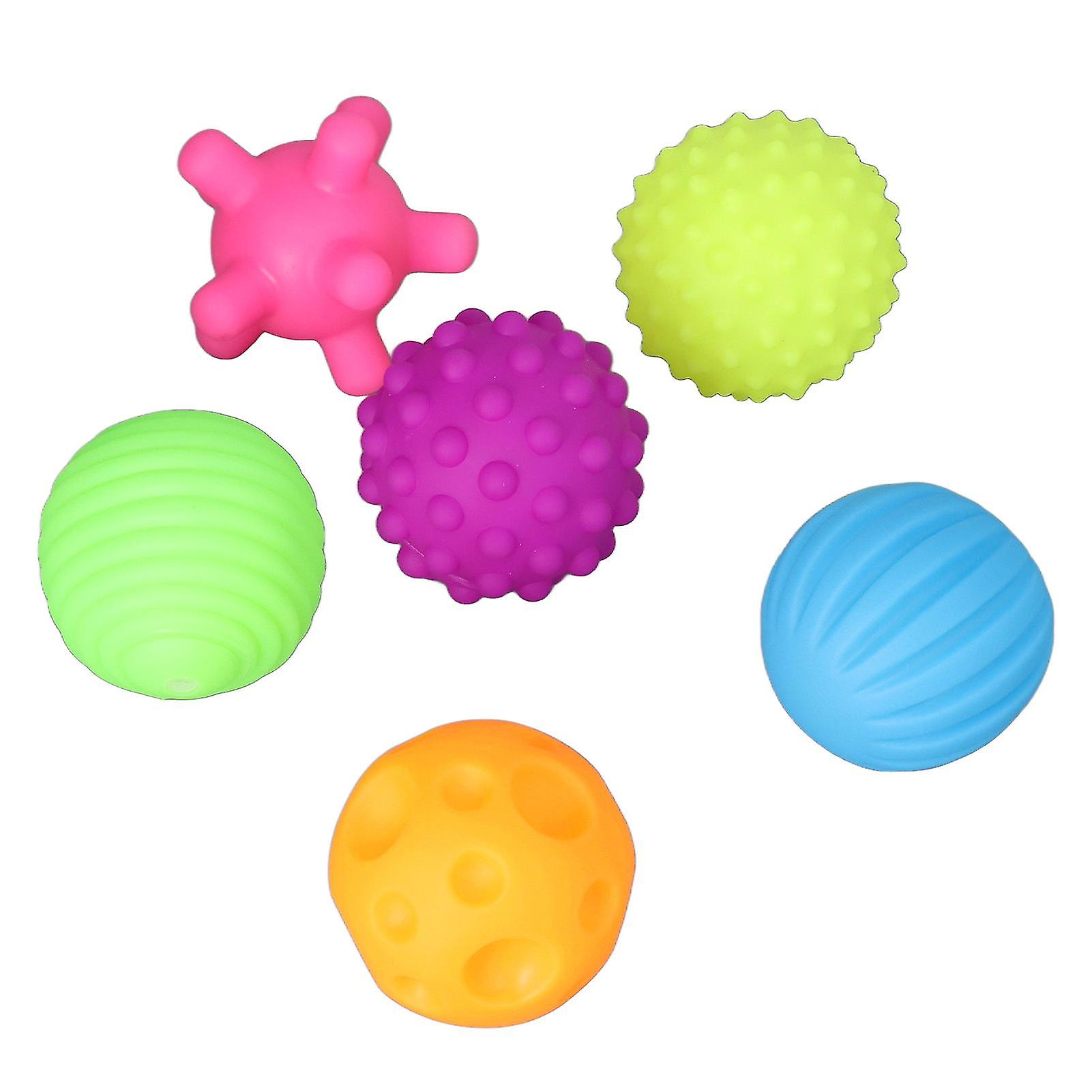 6pcs Baby Textured Ball Set Infant Funny Soft Elastic Multicolor Squeezing Sensory Ball Toy for Home Multicolor