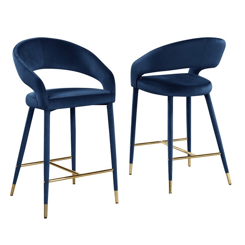 Best Master Furniture Samson Contemporary Velvet Upholstered Bar Stool with Gold Accent (Set of 2)