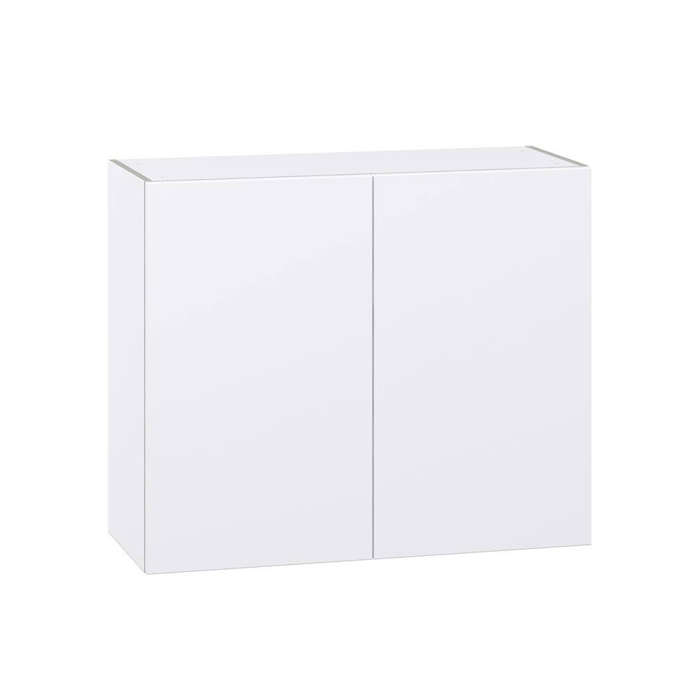 J COLLECTION Fairhope Glacier White Slab Assembled Wall Kitchen Cabinet (36 in. W x 30 in. H x 14 in. D) DSW3630-FR