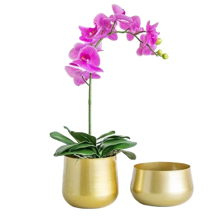 Handmade Flower Planters With Gold Finishing Designer Indoor Decor Floor Decor Planter Living Room Design Metal Flower Pot