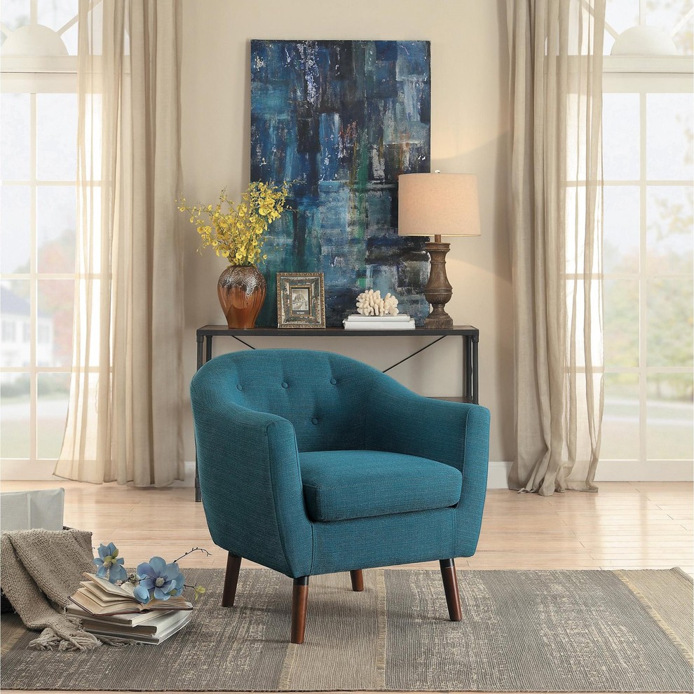 Lucy Mid Century Accent Chair  Fabric Blue   Midcentury   Armchairs And Accent Chairs   by AMOC  Houzz