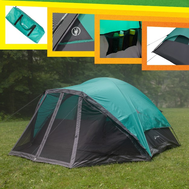 Wakeman Outdoors 6 Man Tent With Screen Room Teal