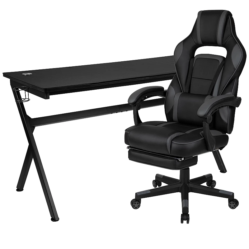 Flash Furniture Gaming Desk and Footrest Gaming Chair 2-piece Set