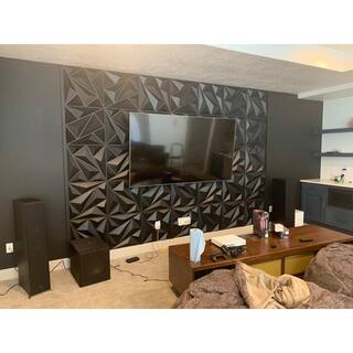 Art3d Triangle 3D Waterproof PVC Decorative Wall Panel 19.7 in. x 19.7 in. Ceiling Tile ( 32 sq. ft.box) A10hd051BK