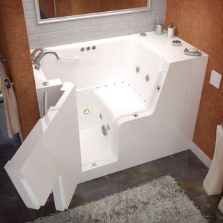 Universal Tubs Nova Heated Wheelchair Accessible 4.5 ft. Walk-In Air and Whirlpool Jetted Tub in White with Chrome Trim H2953WCLWDCH