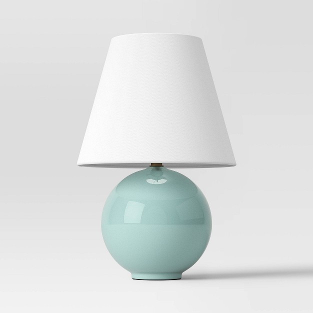 Round Table Lamp With Tapered Shade Blue