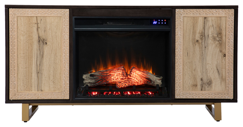 Bebington Touch Screen Electric Media Fireplace With Carved Details   Contemporary   Entertainment Centers And Tv Stands   by SEI  Houzz