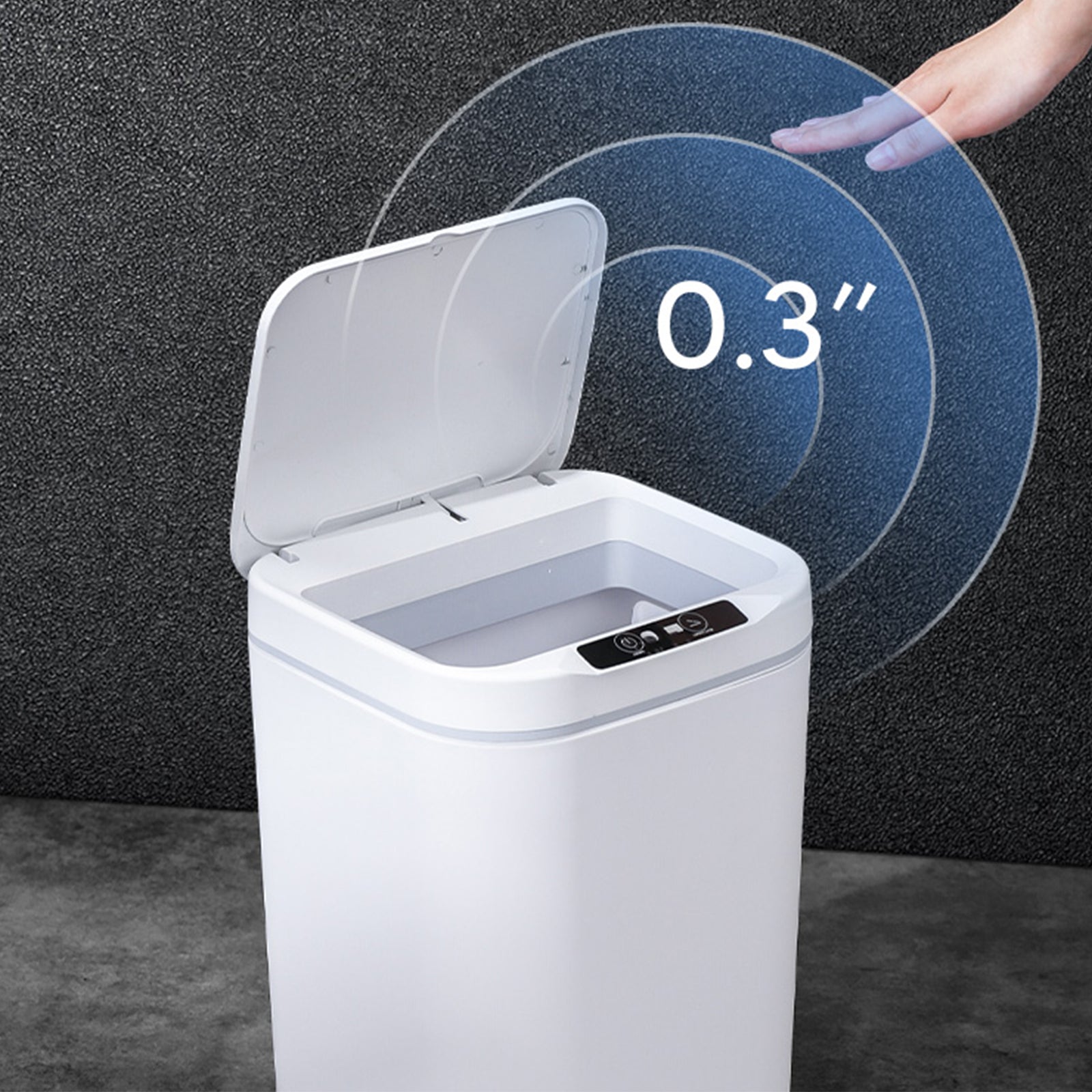 15L Touch-free Trash Cans Smart Knock Induction Trash Bin Automatic Garbage Can Infrared Motion Sensor with Lid for Car Kitchen Bathroom Office Bedroom