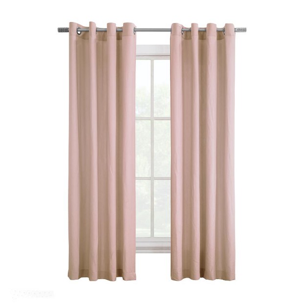 Habitat Harmony Light Filtering Crinkled Texture On Supple Drapeable Flowing Fabric Grommet Curtain Panel Rose