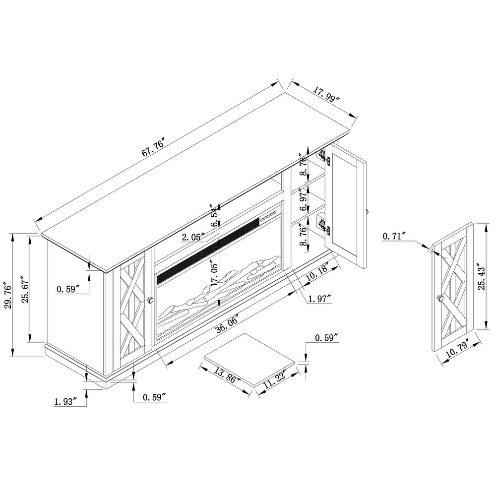 68 in. TV Stand for TVs up to 75 in. with Fireplace