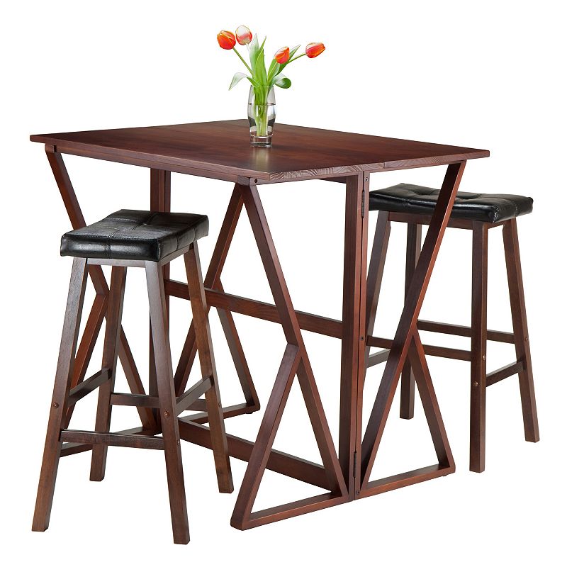 Winsome 3-piece Harrington Table and Faux-Leather Top Stool Set