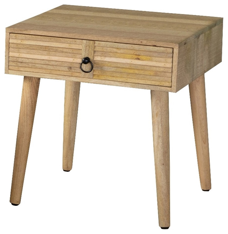 Coaster Mid Century Wood Square 1 Drawer End Table in Natural   Midcentury   Side Tables And End Tables   by Homesquare  Houzz