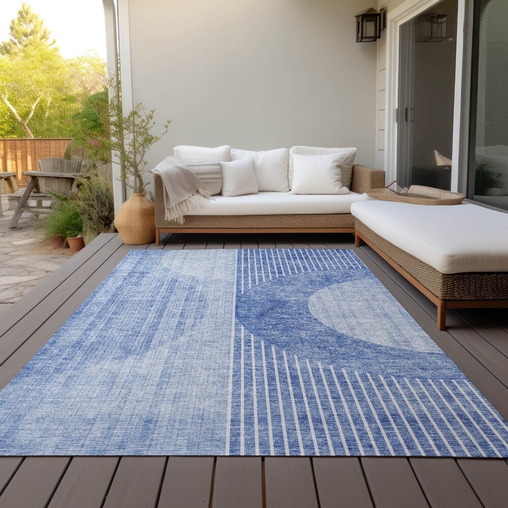 Machine Washable Indoor/ Outdoor Chantille Contemporary Geo Rug