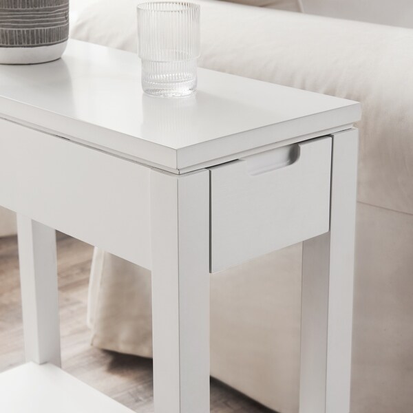 Leick Home Cade Wood Side Table with Drawer and AC/USB Outlet