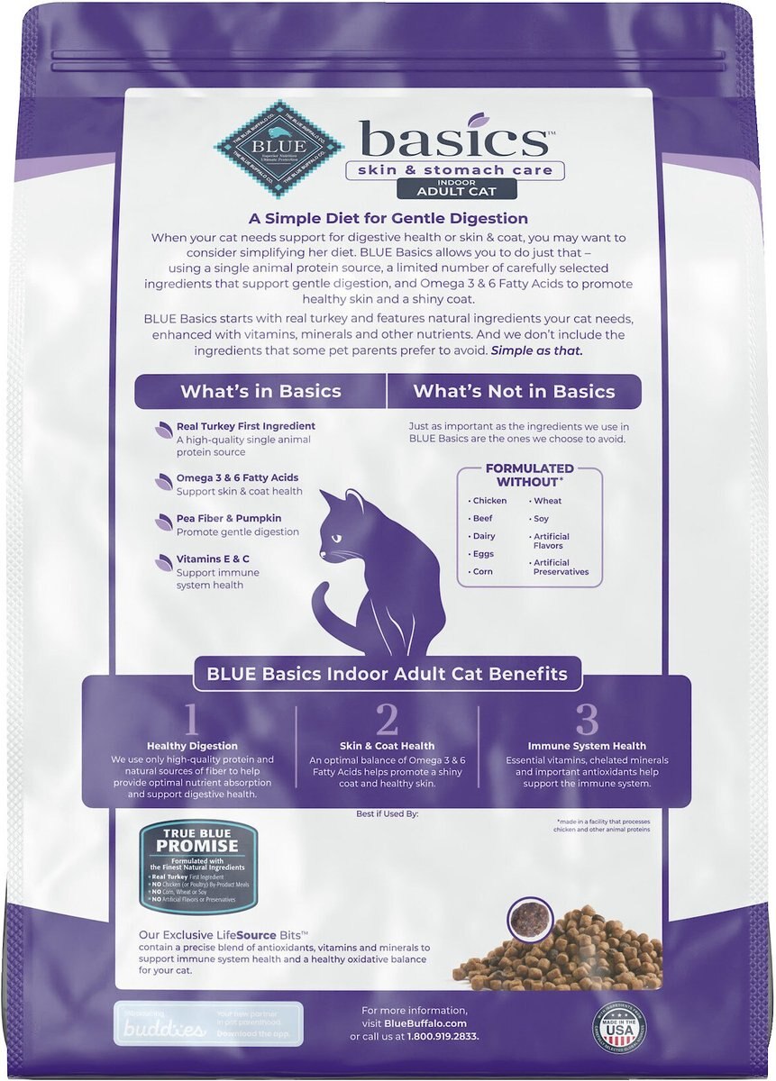 Blue Buffalo Basics Skin and Stomach Care Grain-Free Turkey and Potato Recipe Indoor Adult Dry Cat Food