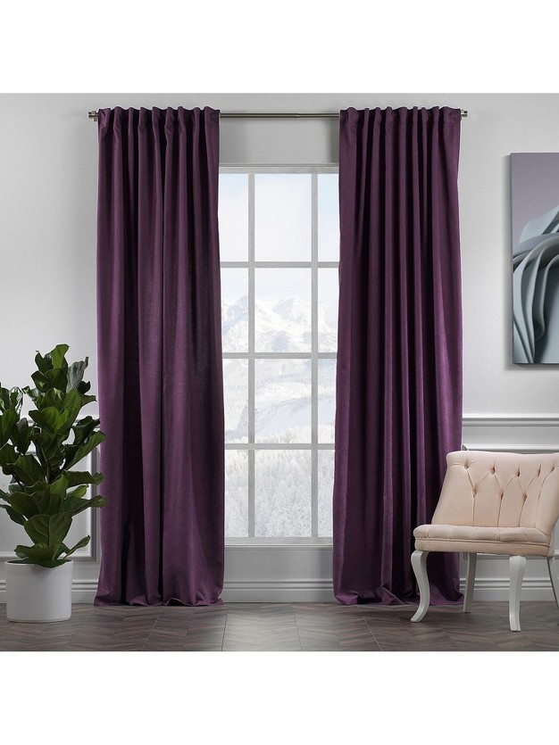 Towels Beyond Extra Long Room Darkening Faux Velvet Curtain Panels Set Of 2